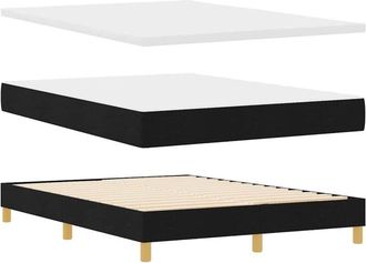 vidaXL Cama Tipo Box Spring Con Colch&oacute;n Negro 140 X 200 Cm Tapicer&iacute;a Vidaxl