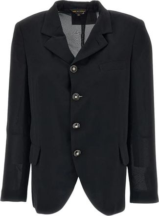 Comme Des Gar&ccedil;ons Enkelrij blazer van semi-transparante stof - Dames - Blazers - Zwart - M - Jassen