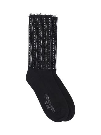 Golden Goose Black Frayed Crystal Cotton Blend Socks