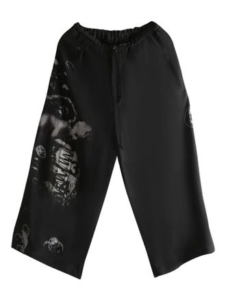 Yohji Yamamoto bubble-print pleated trousers - Zwart