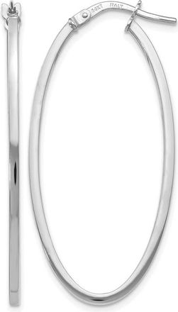 Diamond2Deal 14K White Gold Polished Oval Shape Hoop Earrings