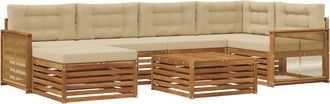 vidaXL Conjunto De Sof&aacute;s De Exterior 7 Uds. Natural Y Beige Vidaxl