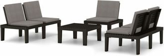 vidaXL Vidaxl - Set De Muebles De Jard&iacute;n 4 Piezas Con Cojines Pl&aacute;stico Gris