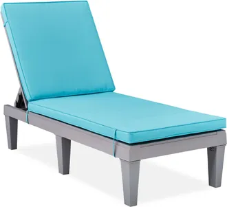 Best Choice Products Outdoor Lounge Chair, Resin Patio Chaise Lounger w/ Seat Cushion, 5 Positions