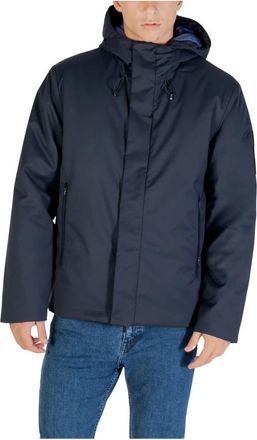 Emporio Armani Moderne Caban Coat met Verstelbare Capuchon - Heren - Winterjassen - Blauw - XL - Polyester - Jassen