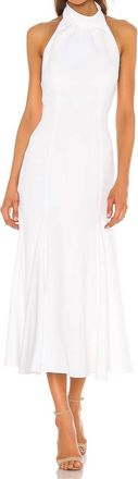 Milly Cady Penelope High Neck Halter Midi Dress In Ecru