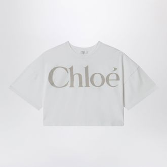 Chlo&eacute; White cropped T-shirt with logo print