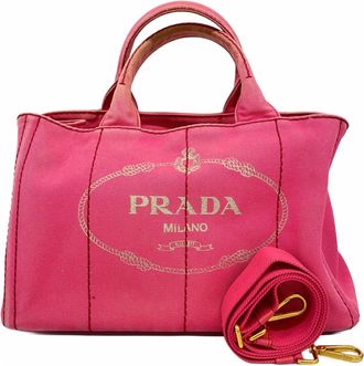 Prada Pink Canvas Tote Bag (Pre-Owned)