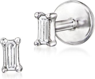 RS Pure by Ross-Simons Baguette Diamond Flat-Back Stud Earrings in Sterling Silver