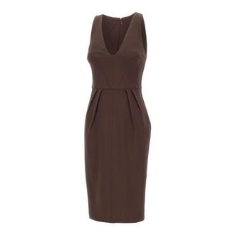 Elisabetta Franchi Midi Dresses, female, Brown, Size: XL Elisabetta Franchi Dresses Brown