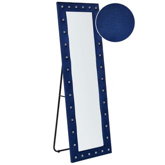 Beliani Beliani - Espejo De Pie De Terciopelo Azul Marino 50 X 150 Cm Soporte Vidrio Ansouis
