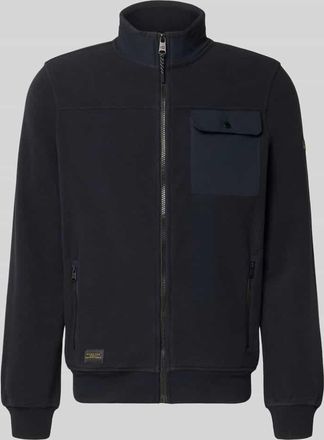 Camel Active Sweatjacke mit Stehkragen und Brusttasche in Marine, Gr&ouml;&szlig;e 3XL