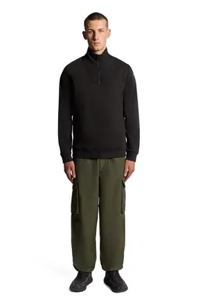Lyle & Scott Panelled Hybrid Quarter Zip Sweatshirt in Black Ice at Nordstrom, Size Xx-Large