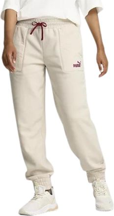 Puma Essentials Brushed Joggers Pants Women Beige Fleece Drawstring UPS822