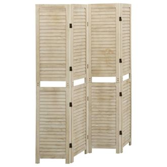 vidaXL Vidaxl - Biombo De 4 Paneles De Madera Maciza De Paulownia 140x165 Cm