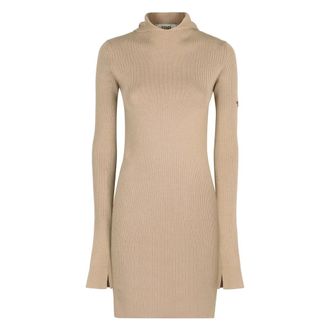 Fendi Ribbed Wool-Silk Hooded Dress
