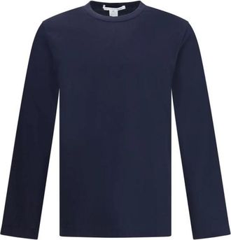 Comme Des Gar&ccedil;ons Lange mouwen T-shirt met bedrukt logo - Heren - Longsleeves - Blauw - S - Katoen - Tops