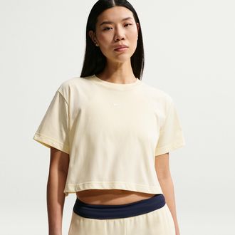 Nike Womens Nike Sportswear Classic Loose Short-Sleeve Cropped T-Shirt in Brown | IH7594-744