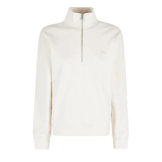 Maison Kitsun&eacute; Baby Fox Half Zip Sweatshirt - Dames - Sweatshirts - Beige - M - Leer - Hoodies & sweatvesten
