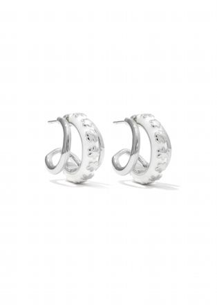 Kendra Scott Womens Jane Huggie Earrings In Rhodium/white Enamel