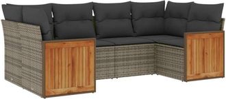 vidaXL Vidaxl - Set De Muebles De Jard&iacute;n 6 Pzas Y Cojines Rat&aacute;n Sint&eacute;tico Gris