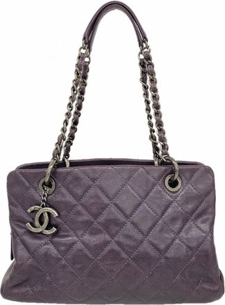 Chanel Purple Grained Calfskin Tote Bag (Pre-Owned)