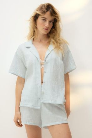 H&M Cotton Muslin Pyjamas in Light Turquoise at Nordstrom, Size X-Small
