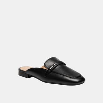 Coach Womens Backless Loafer - Black - Size UK 5.5