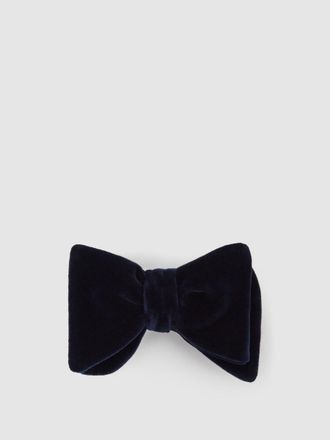 Reiss Navy Velvet Bow Tie, One Size