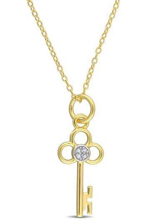 Delmar Diamond Accent Key Pendant Necklace - 0.02 ctw in Gold at Nordstrom Rack