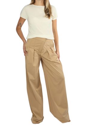 Veronica Beard Heron Wide Leg Pants In Khaki