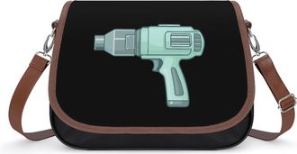 Generic Cordless Drill Cut Out Womens Leather Crossbody Bags with Adjustable Strap Casual Printed Shoulder Handbag