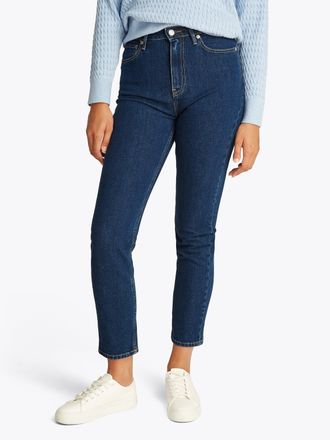 Tommy Hilfiger Slim-fit-Jeans TOMMY HILFIGER Slim Cigarette High Waist, Damen, Gr. 25, L&auml;nge 32, blau (ace), Denim/Jeans, Obermaterial: 100% Baumwolle, unifarben, sl