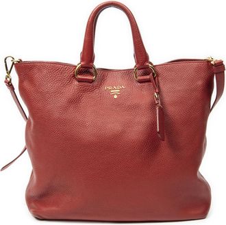 Prada Pre-owned Womens Large Shopper Tote Shoulder Bag - Red - One Size