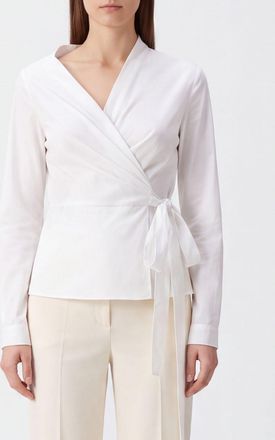 ARMARIUM V-Neck Cotton Wrap Shirt with Tie Fastening