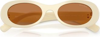 Miu Miu 50mm Oval Sunglasses in Milk /Brown at Nordstrom