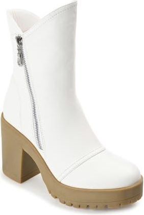 Journee Collection Jaquie Lug Sole Bootie in White at Nordstrom Rack, Size 9.5