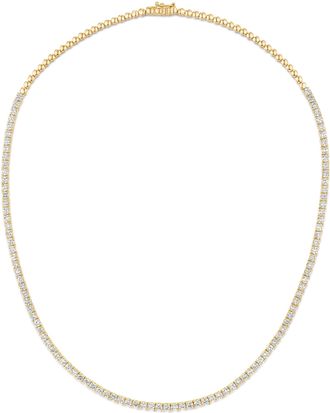 The Diamond Store 7.00ct Lab Diamond Tennis Necklace 3/4 Set in 9K Yellow Gold G/VS