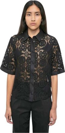 Meimeij Kanten Sangallo Blouse - Dames - Overhemden - Zwart - S - Overhemden