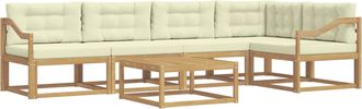 vidaXL Conjunto De Sof&aacute;s De Exterior 6 Uds. Blanco Y Crema Poli&eacute;ster Vidaxl