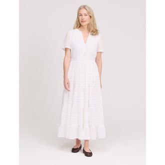 Finery Petite Juniper Short Sleeve Midi Dress in White at Nordstrom, Size 14P