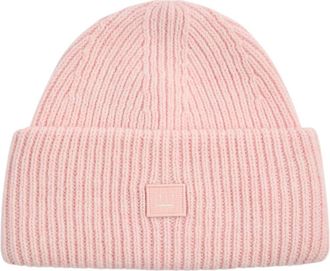 Acne Studios Logo Ribbed Wool Beanie - Light Pink - One Size