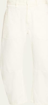 Nili Lotan Shon Herringbone Barrel-Leg Ankle Pants