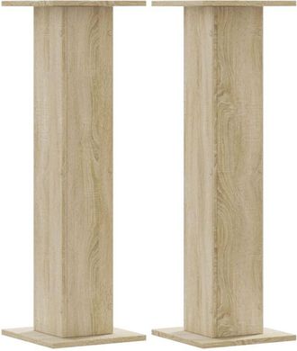 vidaXL Vidaxl - Soportes Para Plantas 2 Uds Madera Roble Sonoma 30x30x95 Cm