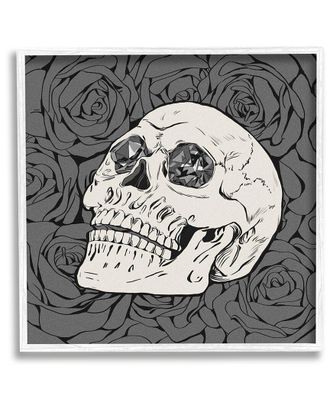 Stupell Industries Crystal Eyes Skull Goth Roses Framed Giclee Wall Art By Ziwei Li