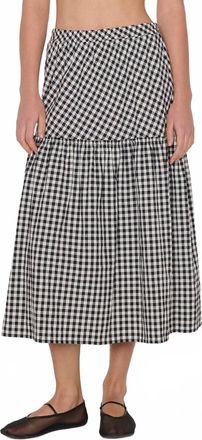 Nation Ltd Liza Gingham Skirt In Black/ Cream