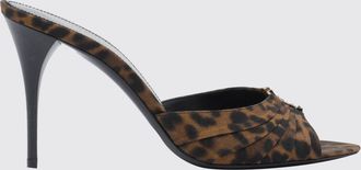 Saint Laurent Sandali mules Babylone in raso animalier con tacco alto