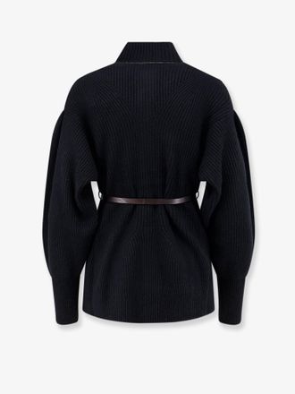 Brunello Cucinelli Womens Cardigan Wool And Cashmere Blend Black Sweater