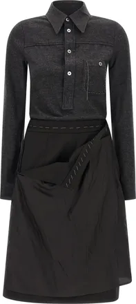 Maison Margiela Gray Virgin Wool Midi Womens Dress