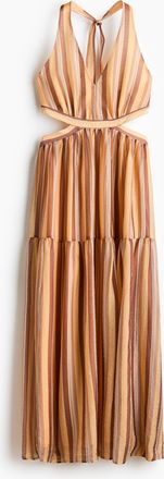 H&M Neckholder-Kleid mit Cut-outs - Hellorange/Gestreift